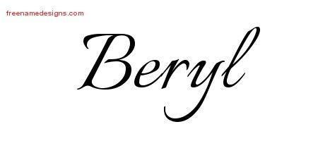 Beryl Calligraphic Name Tattoo Designs