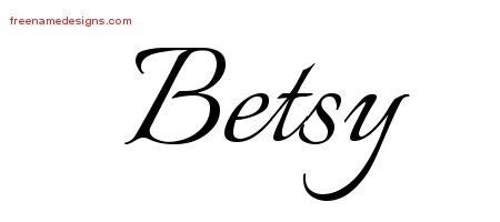 Betsy Calligraphic Name Tattoo Designs