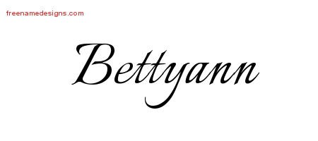 Bettyann Calligraphic Name Tattoo Designs