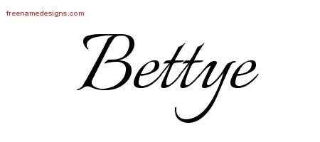 Bettye Calligraphic Name Tattoo Designs