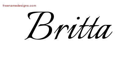 Britta Calligraphic Name Tattoo Designs