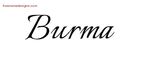 Burma Calligraphic Name Tattoo Designs