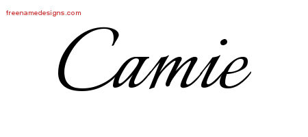 Camie Calligraphic Name Tattoo Designs
