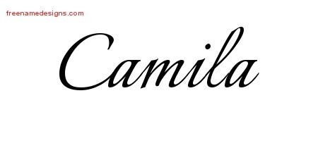 Camila Calligraphic Name Tattoo Designs
