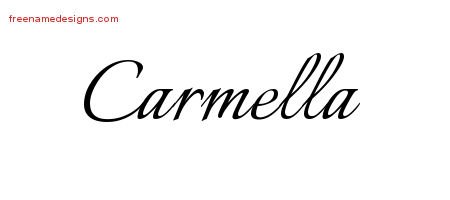 Carmella Calligraphic Name Tattoo Designs
