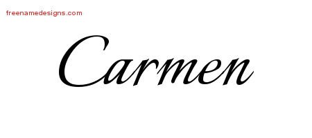 Carmen Calligraphic Name Tattoo Designs