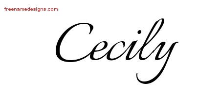 Cecily Calligraphic Name Tattoo Designs