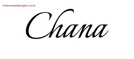 Chana Calligraphic Name Tattoo Designs