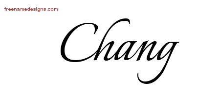 Chang Calligraphic Name Tattoo Designs