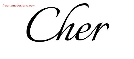 Cher Calligraphic Name Tattoo Designs
