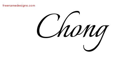 Chong Calligraphic Name Tattoo Designs