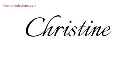 Christine Calligraphic Name Tattoo Designs