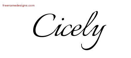 Cicely Calligraphic Name Tattoo Designs