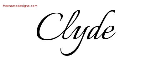 Clyde Calligraphic Name Tattoo Designs