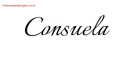 Consuela Calligraphic Name Tattoo Designs