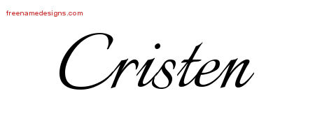 Cristen Calligraphic Name Tattoo Designs