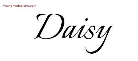 Daisy Calligraphic Name Tattoo Designs