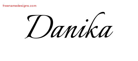 Danika Calligraphic Name Tattoo Designs