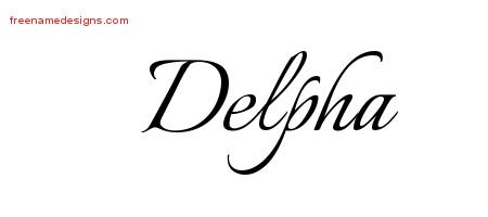 Delpha Calligraphic Name Tattoo Designs