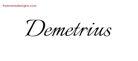 Demetrius Calligraphic Name Tattoo Designs