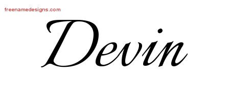 Devin Calligraphic Name Tattoo Designs