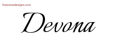 Devona Calligraphic Name Tattoo Designs