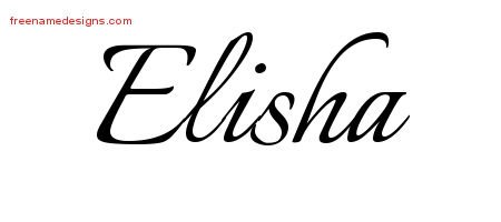 Elisha Calligraphic Name Tattoo Designs