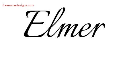 Elmer Calligraphic Name Tattoo Designs