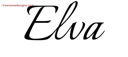 Elva Calligraphic Name Tattoo Designs