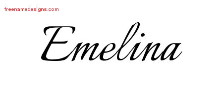 Emelina Calligraphic Name Tattoo Designs
