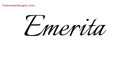 Emerita Calligraphic Name Tattoo Designs