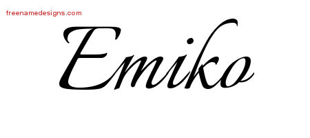 Emiko Calligraphic Name Tattoo Designs