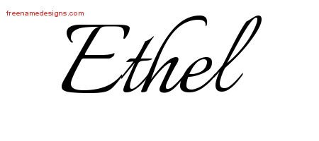 Ethel Calligraphic Name Tattoo Designs