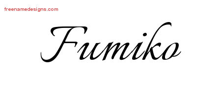 Fumiko Calligraphic Name Tattoo Designs