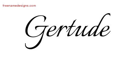 Gertude Calligraphic Name Tattoo Designs
