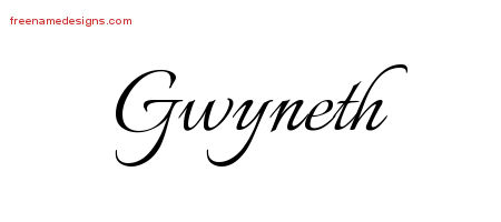 Gwyneth Calligraphic Name Tattoo Designs