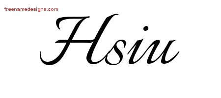 Hsiu Calligraphic Name Tattoo Designs