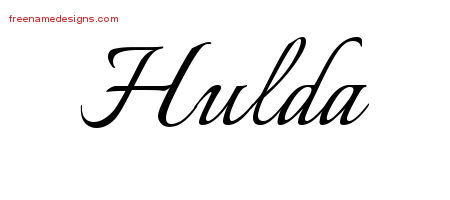 Hulda Calligraphic Name Tattoo Designs