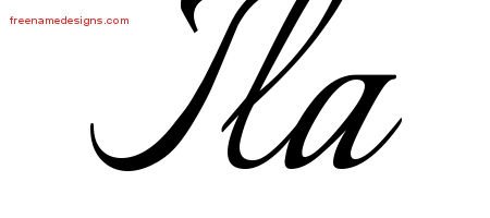 Ila Calligraphic Name Tattoo Designs