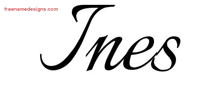 Ines Calligraphic Name Tattoo Designs