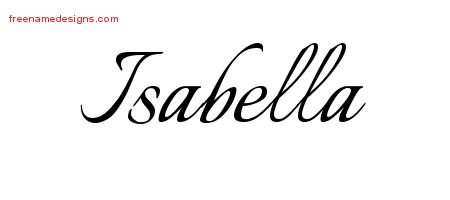 Isabella Calligraphic Name Tattoo Designs