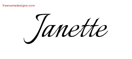 Calligraphic Name Tattoo Designs Janette Download Free - Free Name Designs