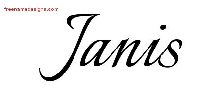 Janis Calligraphic Name Tattoo Designs