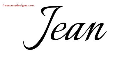 Jean Calligraphic Name Tattoo Designs