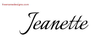 Jeanette Calligraphic Name Tattoo Designs
