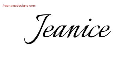 Jeanice Calligraphic Name Tattoo Designs