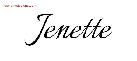 Jenette Calligraphic Name Tattoo Designs