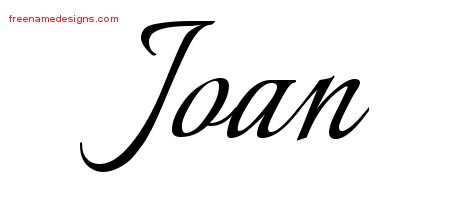 Joan Calligraphic Name Tattoo Designs