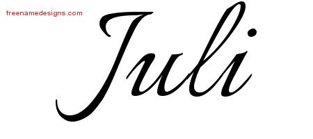Juli Calligraphic Name Tattoo Designs