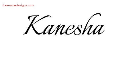 Kanesha Calligraphic Name Tattoo Designs